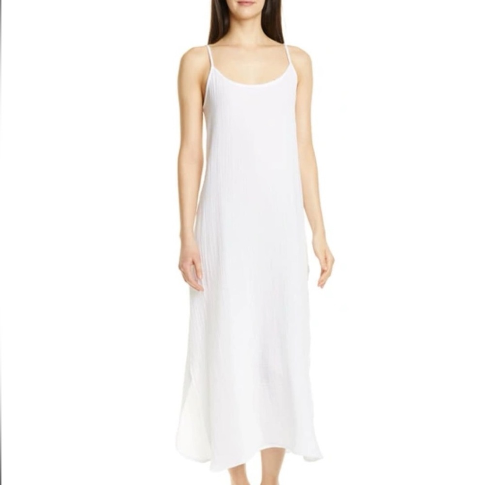 Eileen Fisher Lofty Organic Cotton Gauze Maxi Slip Dress